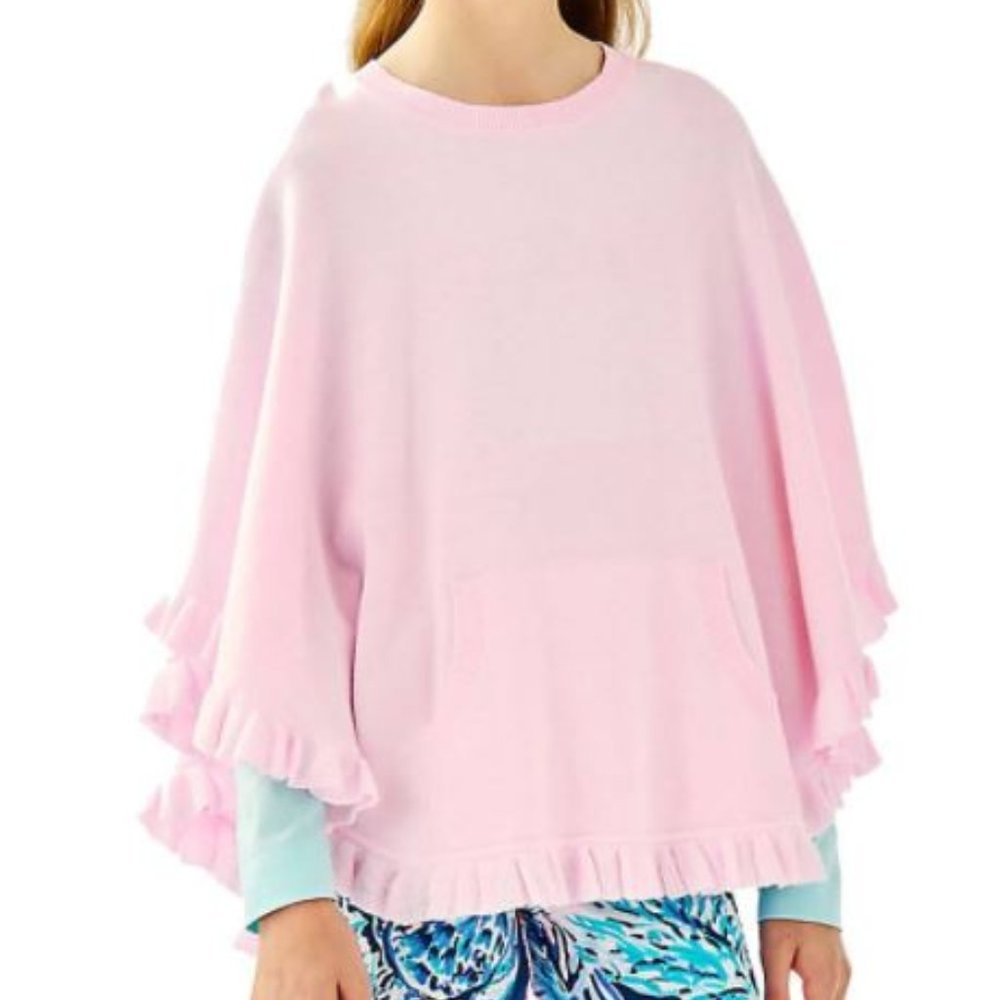 Lilly Pulitzer Girls Frosted Pink Hani Poncho size medium NWT - Picture 1 of 8